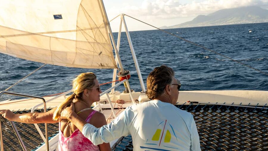 Basseterre: St. Kitts and Nevis Catamaran Tour with Lunch - Lunch and beach time on Nevis
